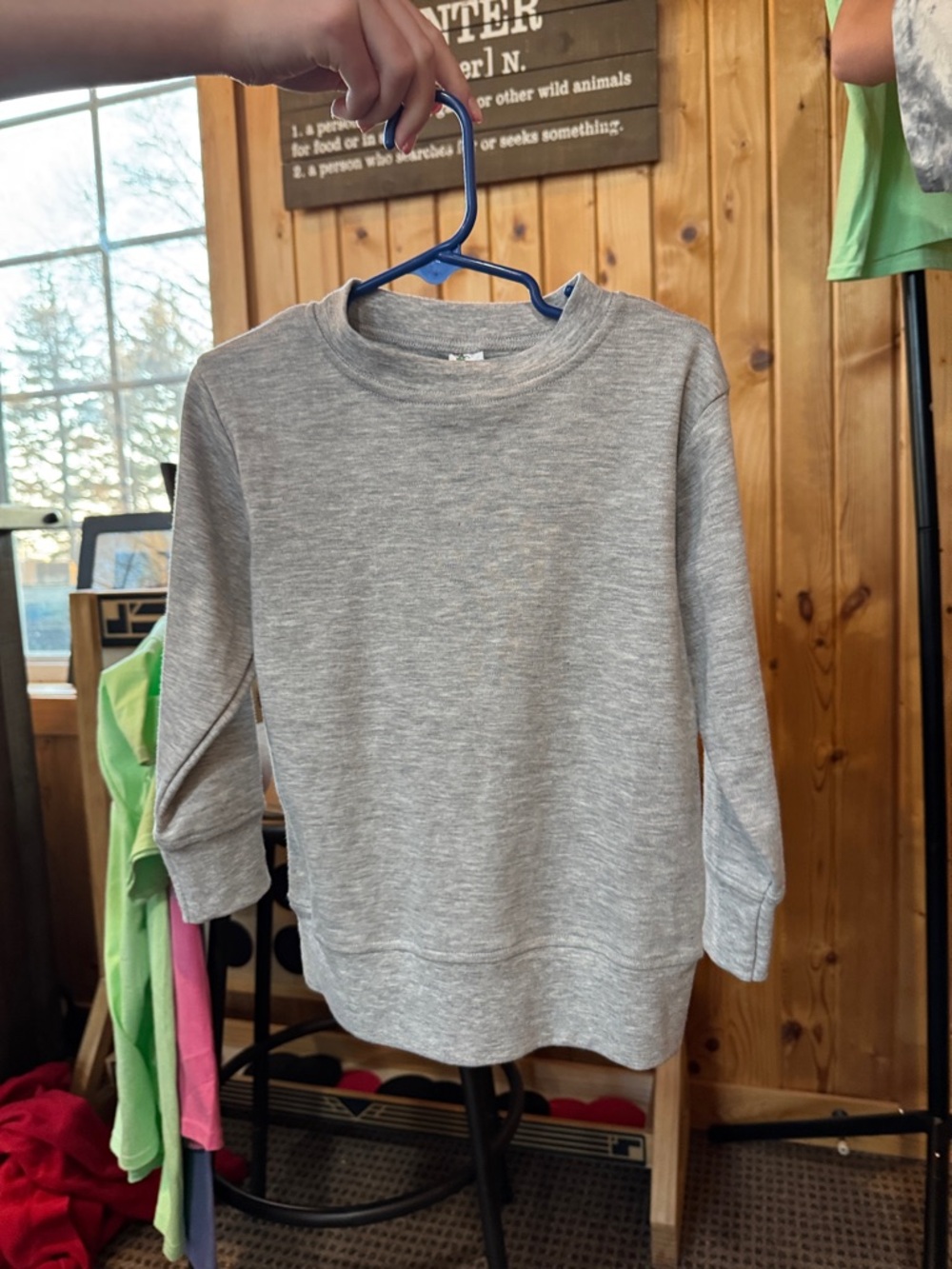 Kids Long Sleeve Crewneck Tee - Light Gray